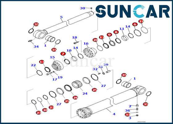 Corredo della guarnizione di riparazione del cilindro del braccio di misure PC360LCI-11 del corredo 7219801980 721-98-01980 KOMATSU della guarnizione del cilindro del braccio
