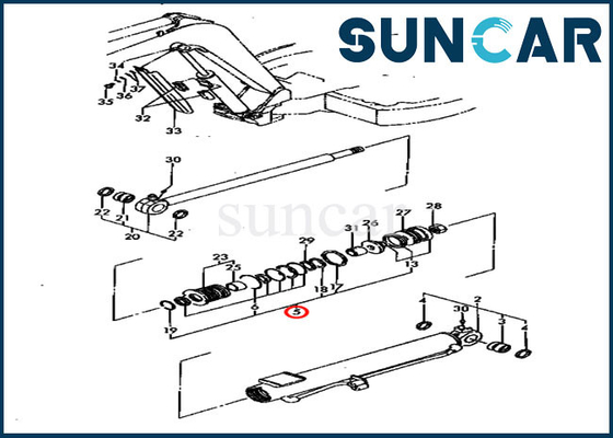 Asta YM172142-99340 che sigilla i corredi della guarnizione di Kit Hydraulic Cylinder For Komatsu PC30FR-1 PC30FR-2