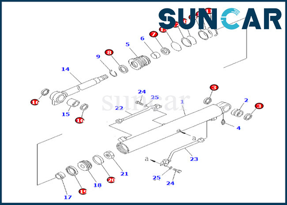 Corredo 707-98-25600 7079825600 di servizio del cilindro dell'asta per il corredo di sigillamento del cilindro dell'asta di PC38UU-2 KOMATSU