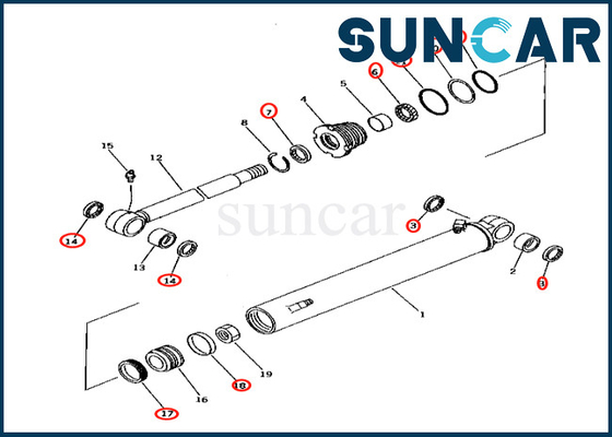 KOMATSU 707-98-25520 misure PC38UU-2 PC38UUM-2 PC40-7 del corredo 7079825520 di servizio del cilindro dell'oscillazione dell'asta