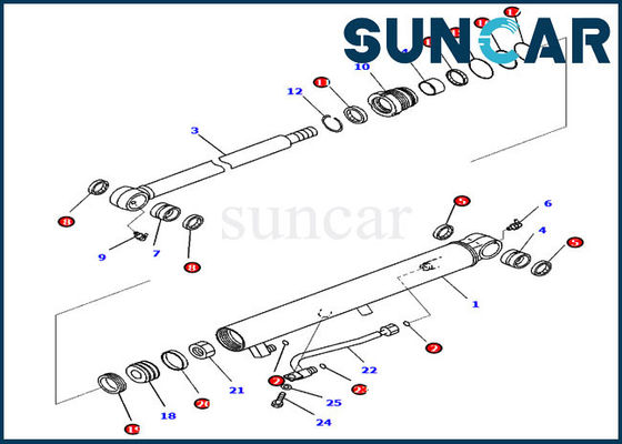 Riparazione Kit Hydraulic Cylinder della guarnizione del secchio dell'escavatore PC35MR-3 PC30MR-3 707-98-14920 KOMATSU