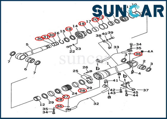 707-99-67125 corredo della guarnizione del corredo 7079967125 PC400-5D PC400-6C KOMATSU di servizio del cilindro della sostituzione dell'asta