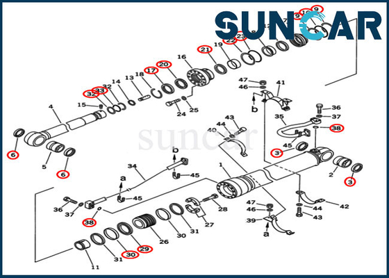 Corredo della guarnizione di Komatsu Cylinder Repair dell'escavatore del corredo 707-99-68515 PC400-5D PC400-6C di sigillamento del braccio