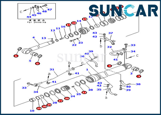 Riparazione Kit Hydraulic Cylinder del braccio 707-99-69520 per le parti di ricambio di PC400LC-6 PC450LC-6 KOMATSU