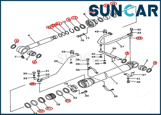 707-99-50600 cariC.A.Tore dello scarico del fondo di Kit Service Kits For PC400-5 PC400LC-5 della guarnizione del cilindro del secchio di KOMATSU