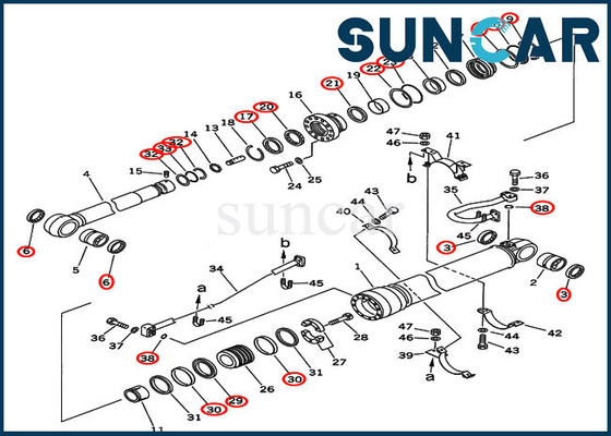 Corredi di riparazione del cilindro idraulico del corredo 707-99-69505 di sigillamento del braccio per l'asta resistente KOMATSU PC400-6C