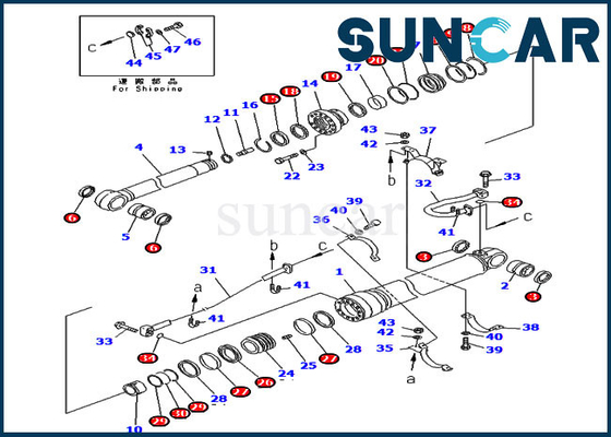 707-99-69525 7079969525 asta resistente di Kit For PC400-6C PC400LC-6Z KOMATSU di servizio del cilindro del braccio