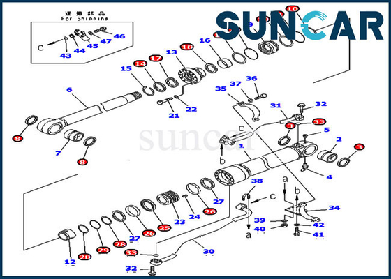 Escavatore 7079967305 Boom Service Kit Hydraulic Cylinder di PC400-6C PC400LC-6Z KOMATSU 707-99-67305