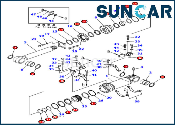 Attrezzatura di sigillatura dello scarico 707-99-47820 inferiore Kit Hydraulic Cylinder For Loader PC400-7 PC400LC-7 KOMATSU