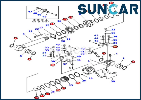 707-99-47821 7079947821 corredo di riparazione inferiore di Kit Wear Resistance PC400-7 PC400LC-7 KOMATSU della guarnizione del cilindro dello scarico