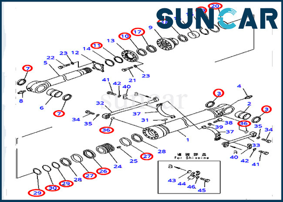 Escavatore 7079972290 Repair Seal Kit Bucket Hydraulic Cylinder di PC400-7 PC400LC-7 KOMATSU 707-99-72290