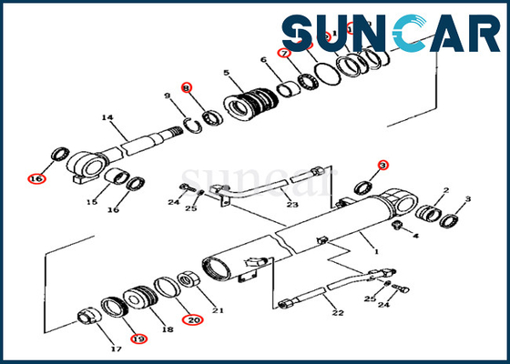 707-98-26560 corredo di riparazione della guarnizione del cilindro dell'asta di Kit For PC40-7 della guarnizione del cilindro dell'asta di KOMATSU 7079826560