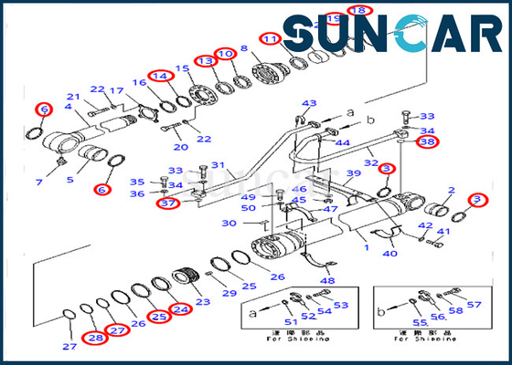 PC400-7 PC400LC-7 modella la guarnizione Kit Excavator Sealing Kits 7079950721 del cilindro del secchio di KOMATSU 707-99-50721