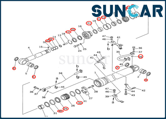 Guarnizione Kit Bucket Cylinder Seal Kit 7079968510 del cilindro del braccio di KOMATSU 707-99-68510 KOMATSU per PC400 PC400-6Z