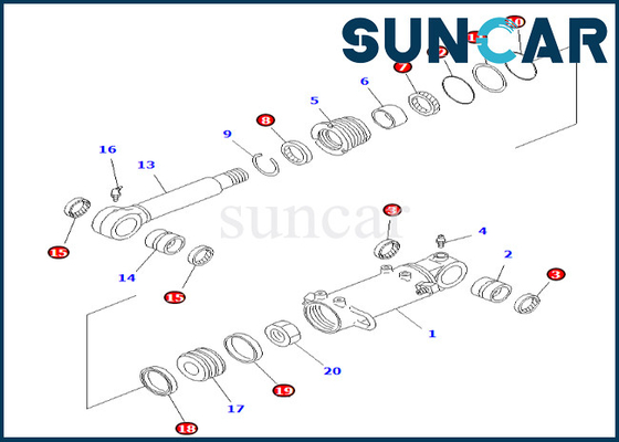 7079832120 corredo della guarnizione del cilindro di lama di Kit Komatsu For PC40-7 PC40R-7 della guarnizione del cilindro di lama 707-98-32120