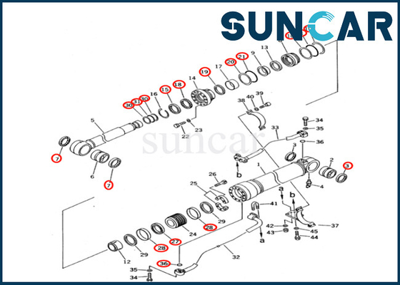 Guarnizione Kit Fits PC400 PC400-5 PC400-5C PC400LC del cilindro dell'asta 707-99-67121 di KOMATSU 7079967121