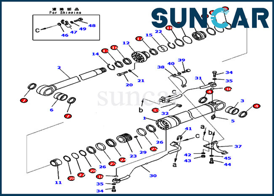 PC400-8 PC400LC-8 KOMATSU 707-99-67091 corredo della guarnizione di Kit Wear Resistance Cylinder Oil di servizio di 7079967091 asta