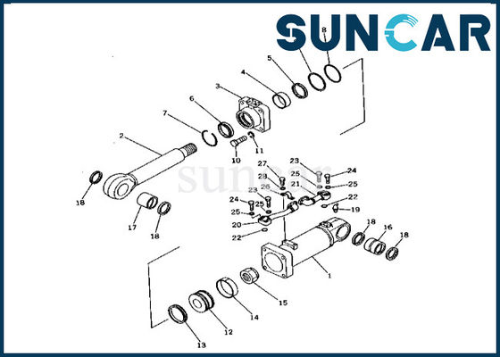 Corredo 2086395300 208-63-95300 della guarnizione del cilindro dello scarico del fondo di KOMATSU per il corredo di riparazione del cilindro dello scarico del fondo di PC400-1 PC400LC-1