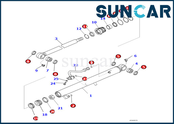 Corredo 707-98-15780 7079815780 della guarnizione del cilindro del secchio di KOMATSU per il corredo di sigillamento del cilindro del secchio di PC45MR-5 PC45MR-5