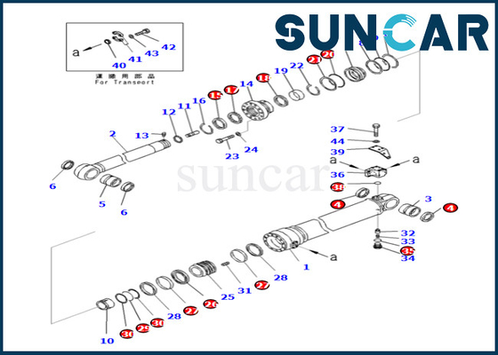 707-99-69590 7079969590 corredo di riparazione del cilindro del braccio di Kit For PC490LC-10 PC490-10 KOMATSU della guarnizione del cilindro del braccio