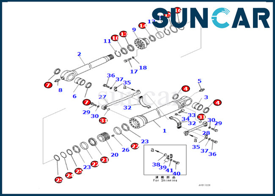 Guarnizione Kit For PC490LC-10 PC490-10 del cilindro del secchio del corredo di riparazione del cilindro del secchio 707-99-72070 7079972070 KOMATSU