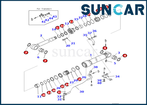 KOMATSU 721-98-00130 7219800130 corredo di sigillamento del cilindro dell'asta di Kit Fits PC490LC-11 PC490LCI-11 della guarnizione del cilindro dell'asta