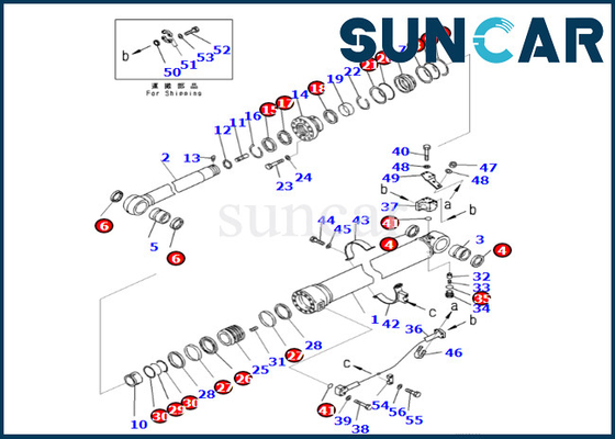Corredo 721-98-00140 della guarnizione del cilindro del braccio un cilindro di 7219800140 braccia che sigilla Kit Komatsu For PC490LC-11 PC490-11