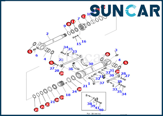 KOMATSU 721-98-00590 7219800590 corredo di riparazione del cilindro del secchio di Kit Fits PC490LC-10 PC490HRD-11E0 della guarnizione del cilindro del secchio