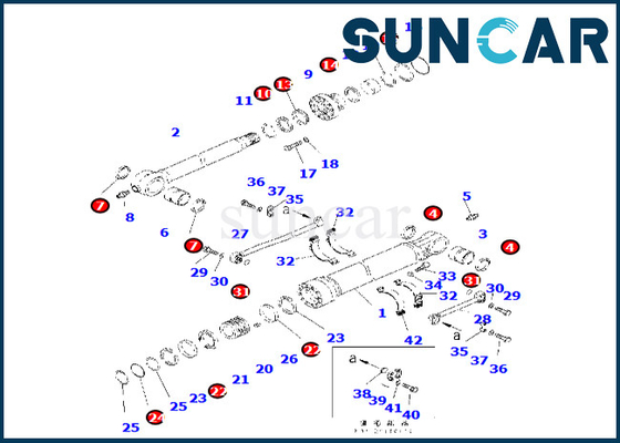 721-98-00150 7219800150 corredo di sigillamento del cilindro del secchio di Kit Fits PC490LC-11 KOMATSU della guarnizione del cilindro del secchio