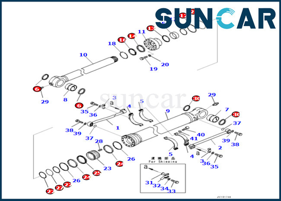 Guarnizione Kit For PC500LC-10R PC500LC-10M0 del cilindro del secchio 721-98-04010 di KOMATSU 7219804010