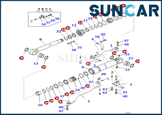 Corredo 707-99-72131 di sigillamento del cilindro dell'asta di KOMATSU guarnizione Kit For PC500LC-8R PC500LC-8 del cilindro di 7079972131 asta