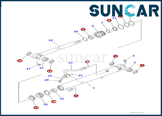 Corredo 707-98-25980 7079825980 della guarnizione del cilindro del secchio per il corredo di servizio del cilindro del secchio di PC50MR-2 KOMATSU