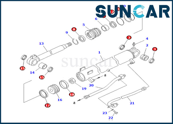 707-98-34180 guarnizione Kit Boom Cylinder Replacement Kit del cilindro di 7079834180 aste per PC50UUM-2 PC58SF-1 KOMATSU