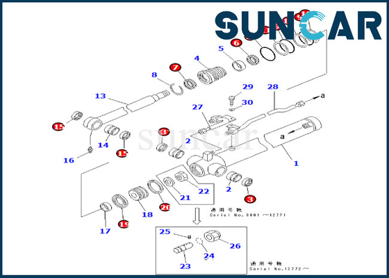 707-98-26620 7079826620 corredo di sigillamento del cilindro del braccio di Kit For PC50UUM-2 PC50UU-2 della guarnizione del cilindro del braccio