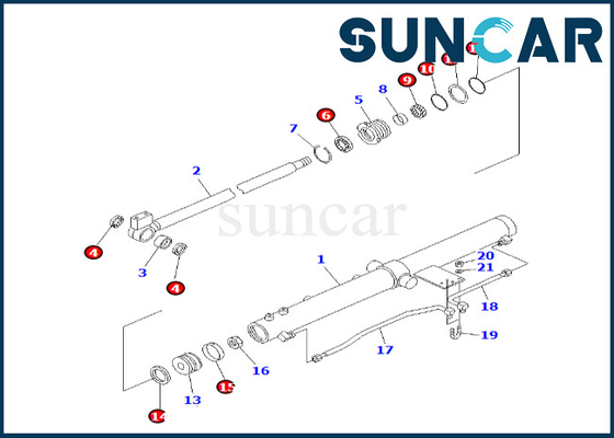 707-98-12320 7079812320 corredo della guarnizione di riparazione del cilindro del braccio dello scorrevole di Kit For PC50UU-2 KOMATSU della guarnizione del cilindro del braccio dello scorrevole