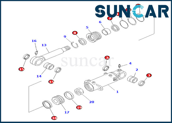 707-98-35520 7079835520 corredo di riparazione del cilindro di lama di Kit Fits PC50UU-2 KOMATSU della guarnizione del cilindro di lama