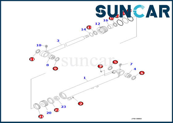 Corredo 707-98-29680 di servizio di KOMATSU del cilindro dell'oscillazione dell'asta guarnizione Kit For PC55MR-3 PC55MR-5 del cilindro dell'oscillazione di 7079829680 aste