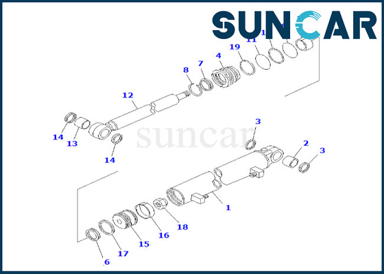 guarnizione Kit For GD623A-1 GD521A-1 KOMATSU del cilindro dello spostamento del lato della lama di 23B-63-01260 23B6301260