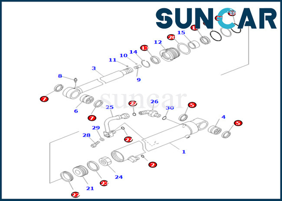 KOMATSU 707-98-26820 guarnizione Kit For PC55MR-3 PC55MR-5 PC55MR-5M0 del cilindro di 7079826820 braccia