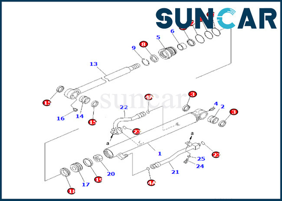 707-98-25960 7079825960 corredo di sigillamento del cilindro del secchio di Kit For PC58UU-3 KOMATSU della guarnizione del cilindro del secchio