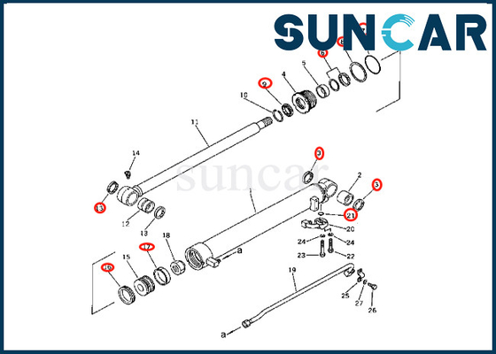 201-63-36700 2016336700 corredo di sigillamento del cilindro del braccio di Kit For PC60-2 PW60-1 KOMATSU della guarnizione del cilindro del braccio