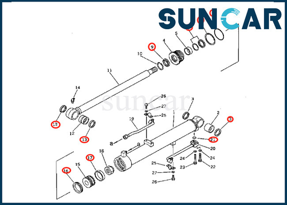 201-63-46700 corredo di riparazione del cilindro dell'asta di Kit For PC60-2 KOMATSU della guarnizione del cilindro dell'asta 201-63-46700