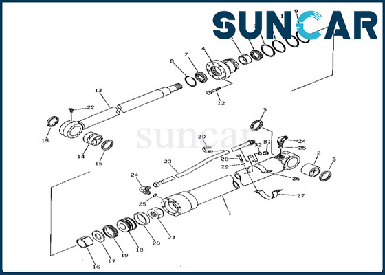 201-63-02020 2016302020 corredo di sigillamento del cilindro del braccio di Kit For PC60-5 PC60L-5 della guarnizione del cilindro del braccio di KOMATSU