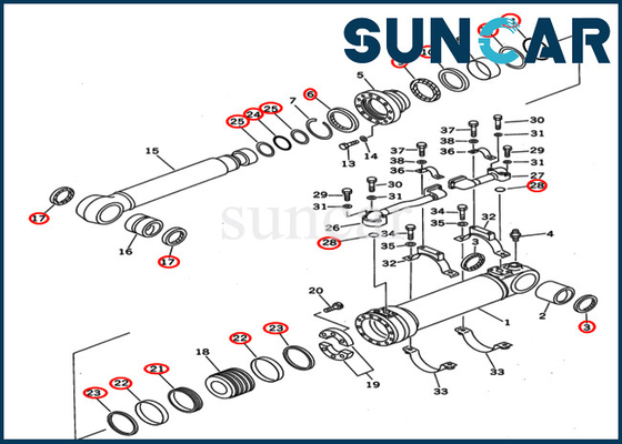 Servizio sostitutivo Kit Fits KOMATSU PC400ST-6 PC400ST-6LC del corredo 707-99-67140 della guarnizione del cilindro dell'asta