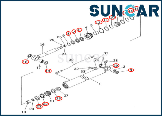 Corredo 707-99-35230 di servizio del cilindro del braccio guarnizione Kit Fits PC60-7 PC60-7S KOMATSU del cilindro di 7079935230 braccia