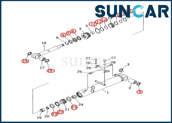 Corredo di sigillamento del cilindro dell'asta del corredo di riparazione del cilindro dell'asta 7079936630 707-99-36630 KOMATSU PC60-7 PC60-7S