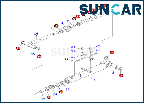 Guarnizione Kit Komatsu Fits PC60-7 PC60-7S del cilindro dell'asta 707-98-36590 del corredo 7079836590 di servizio del cilindro dell'asta