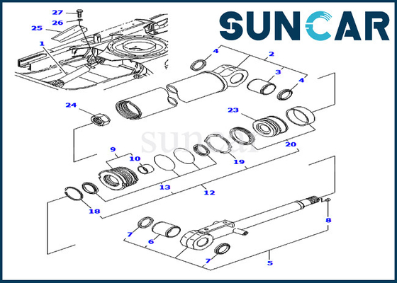 Corredi di servizio del corredo YM172151-72940 KOMATSU della guarnizione di riparazione del cilindro di lama per l'escavatore dei modelli di PC40FR-1 PC50FR-1