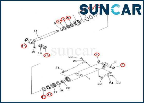 Corredo 707-99-26640 7079926640 della guarnizione del cilindro del secchio di KOMATSU per il corredo di riparazione della guarnizione del cilindro del secchio di PC60-7 PC60-7S