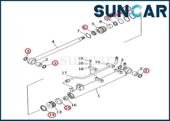 Corredo 707-98-15680 7079815680 della guarnizione del cilindro di KOMATSU Terescopic per il corredo di riparazione della guarnizione del cilindro di PC60-7 PC60-7E Terescopic